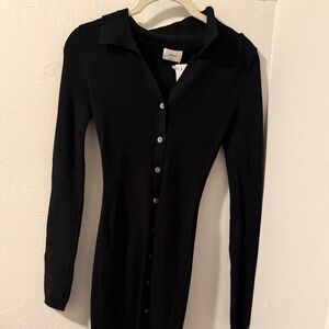 aritzia black button dress